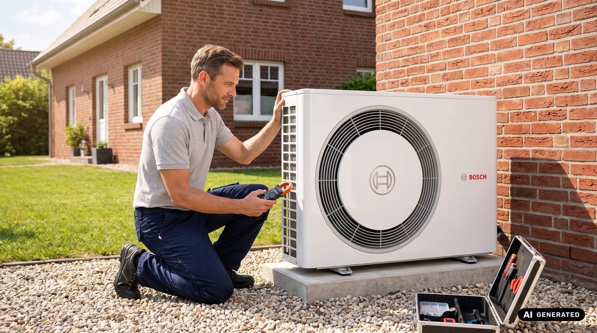 Bosch-Wärmepumpe warten: Pflicht für 5+2 Jahre Garantie (KI-generiertes Bild)