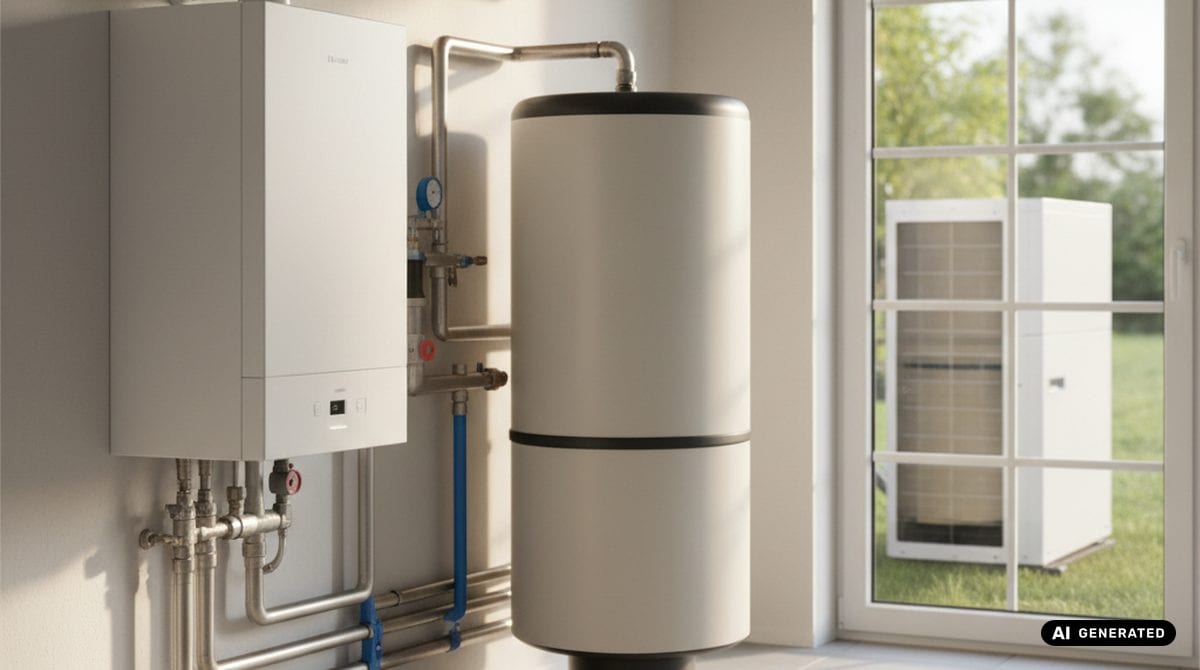 Hybridheizung Gas + Wärmepumpe: Wann ist sie wirklich nötig? (KI-generiertes Bild)